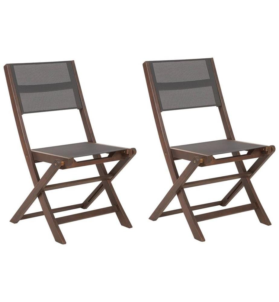 Lot de 2 chaises de jardin CESANA Acacia Marron foncé