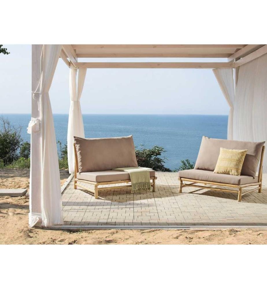 Set mit 2 Stühlen und Sitzkissen TODI Bambus Taupe