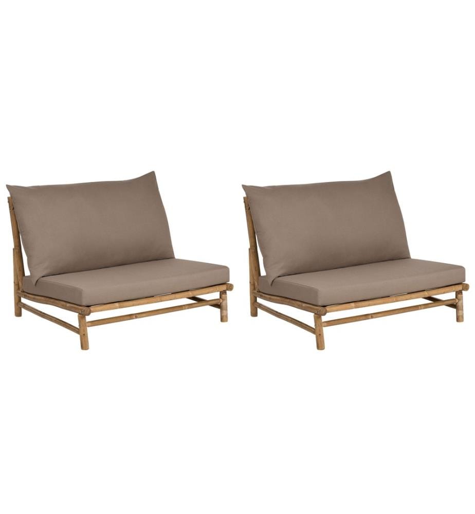 Set mit 2 Stühlen und Sitzkissen TODI Bambus Taupe