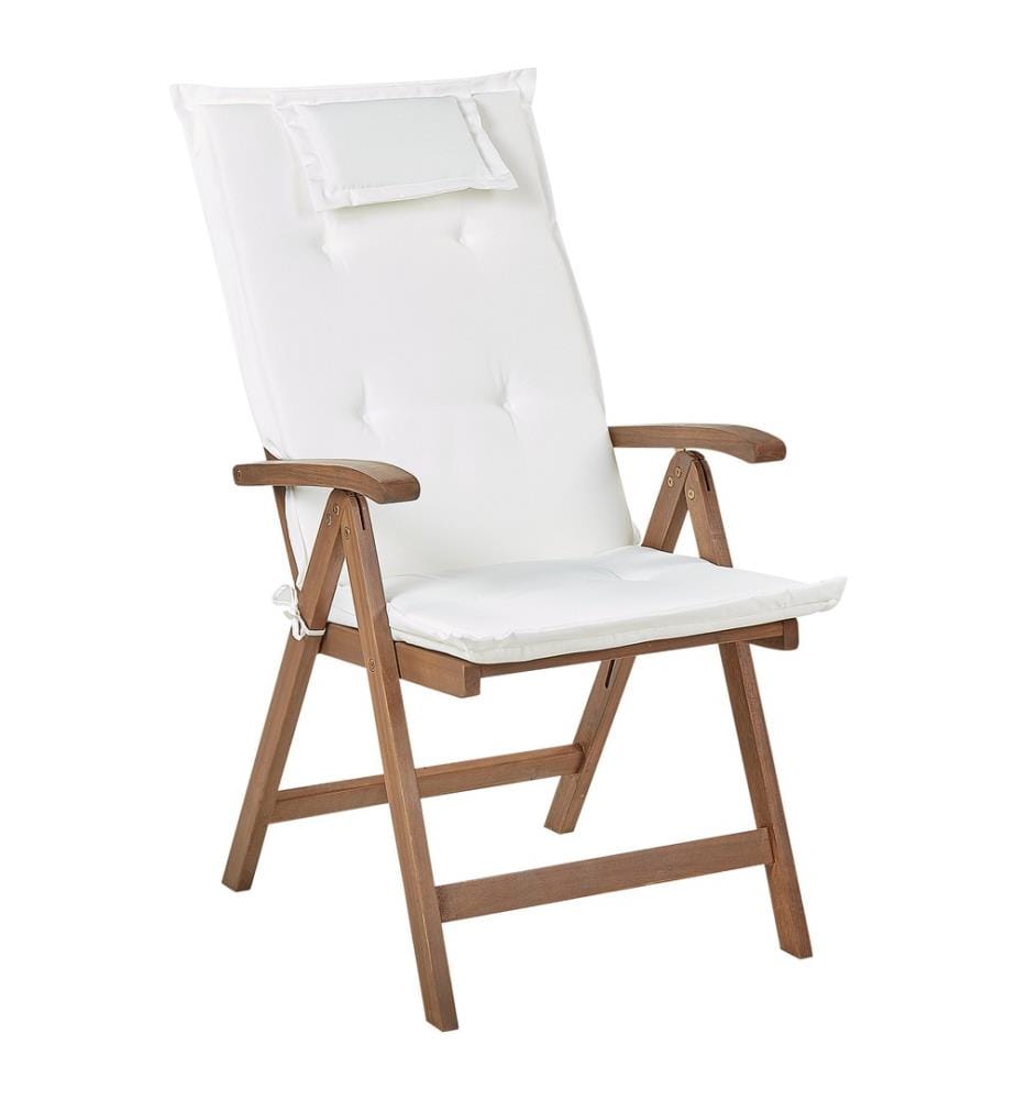 Lot de 6 chaises de jardin avec coussins AMANTEA Acacia Blanc cassé