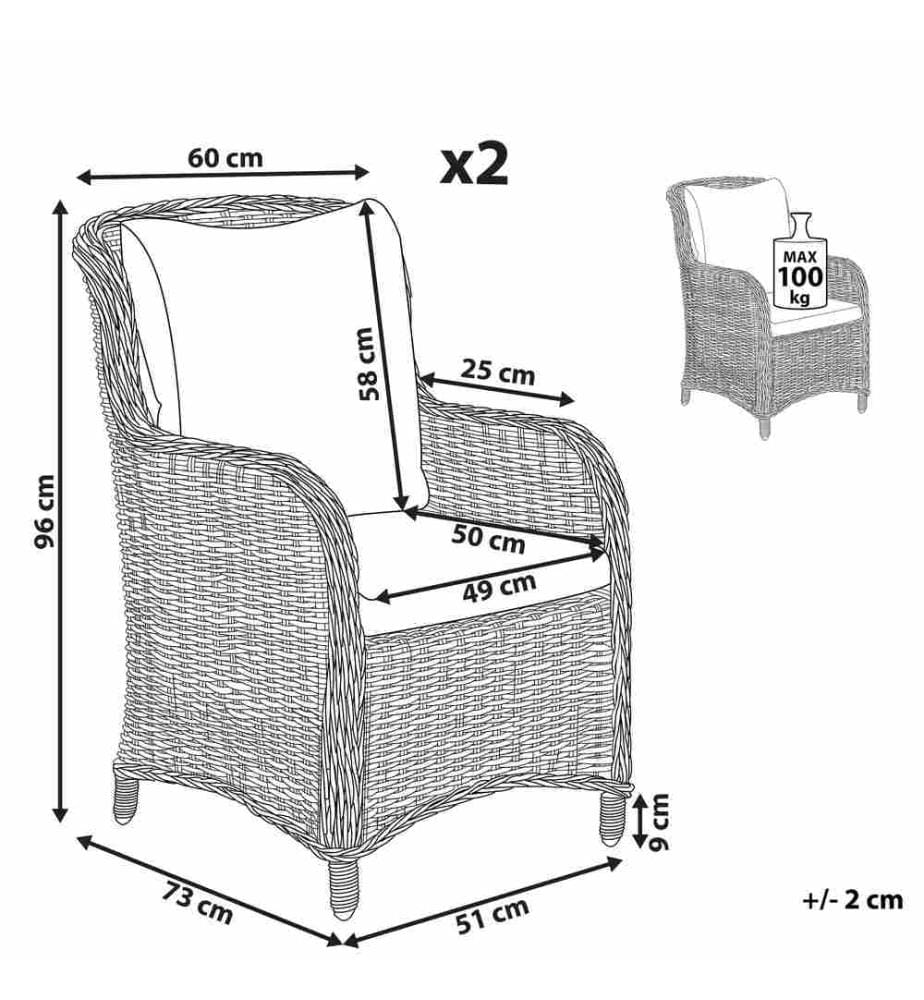 Ensemble de 2 fauteuils de jardin CASCAIS Polyrotin Beige
