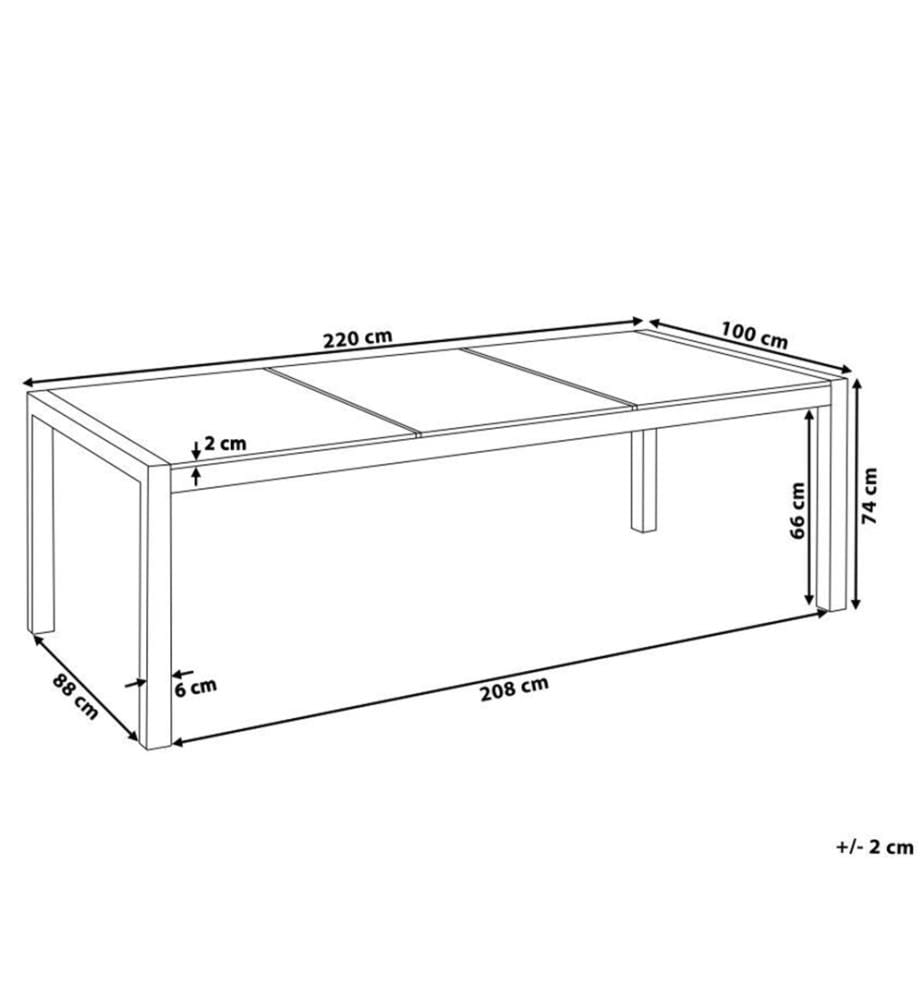 Gartentisch GROSSETO 220 cm 100 cm Crashglas Transparent
