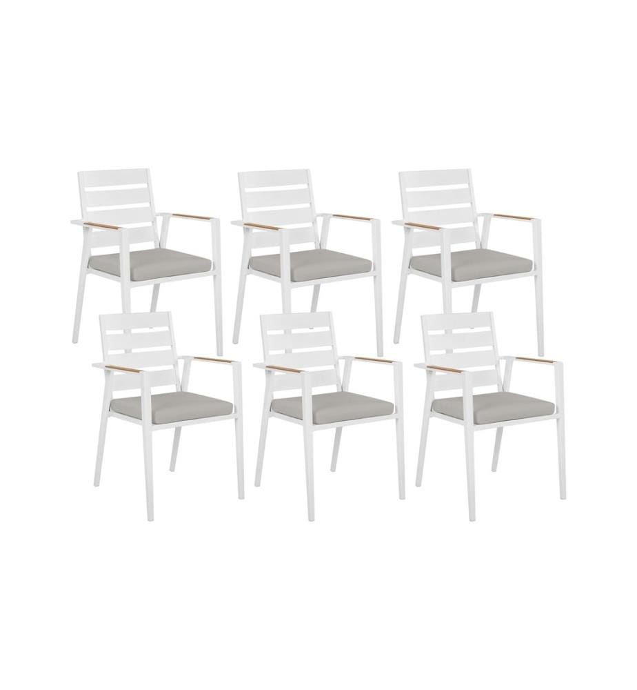 Set mit 6 Stühlen und Sitzkissen TAVIANO Metall Grau