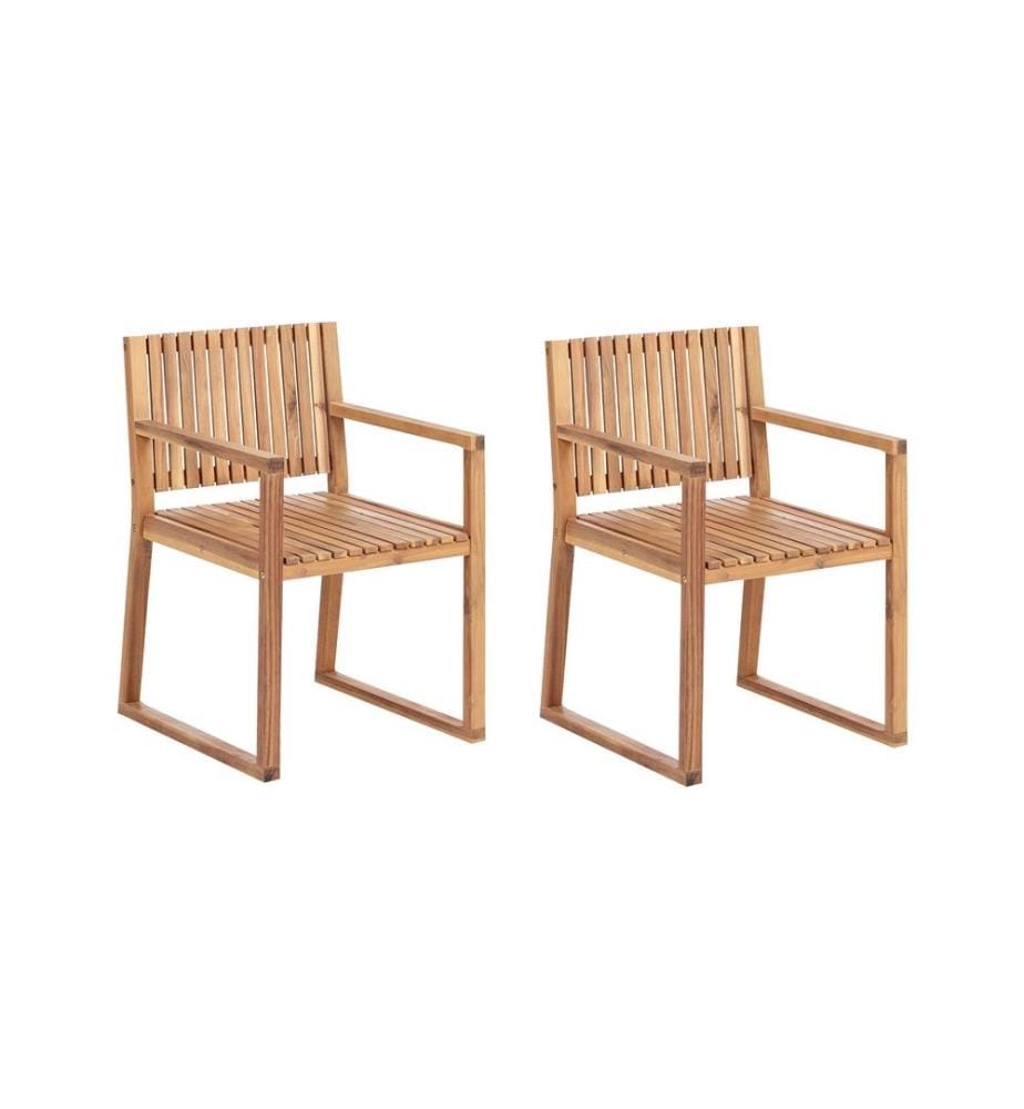Lot de 2 chaises de jardin SASSARI II Bois d'acacia certifié Marron clair