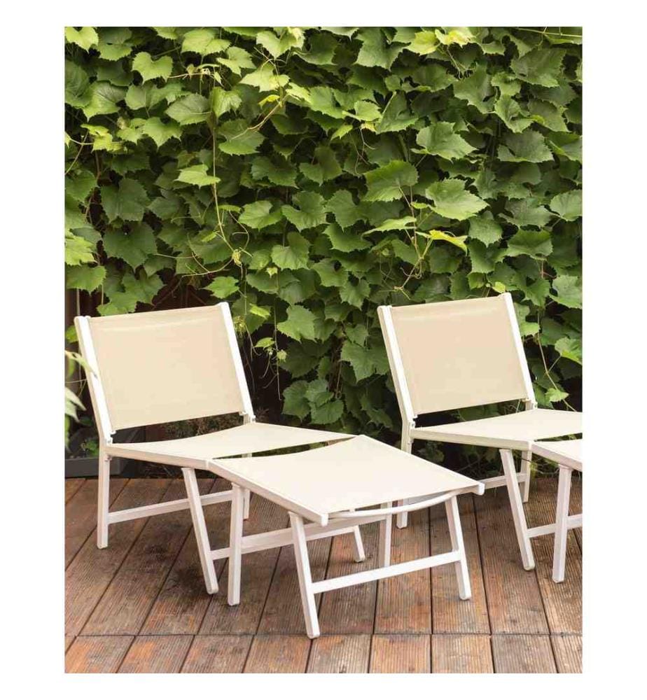 Sedia da giardino MARCEDDI con poggiapiedi Metallo Bianco/Beige