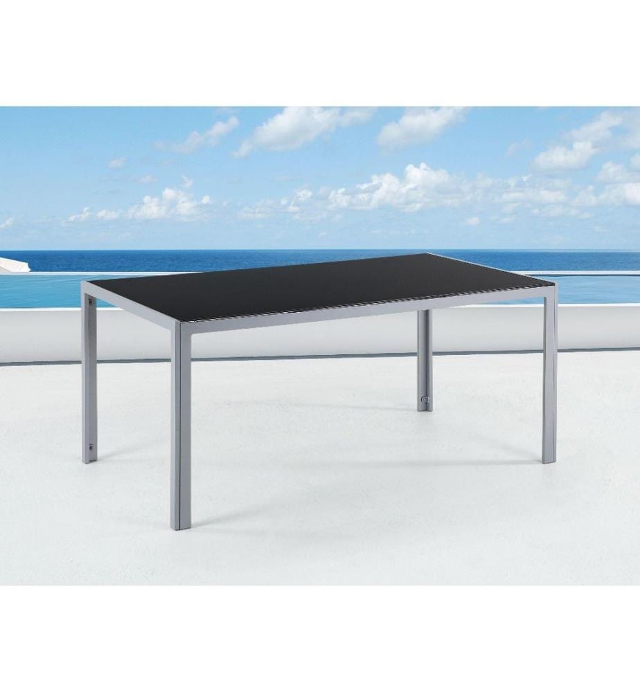 Gartentisch CATANIA 160 cm 91 cm Glas Schwarz