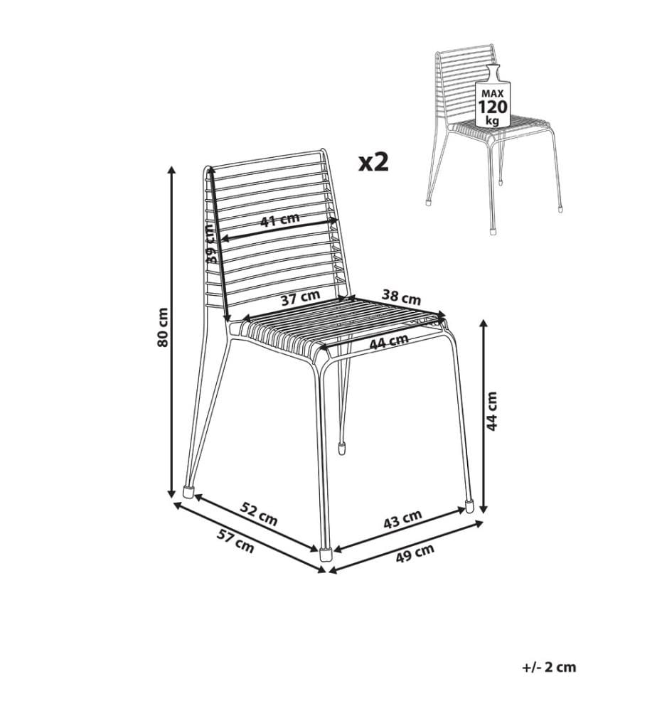 Gartenstuhl 2er Set CHIEVE Metall Schwarz