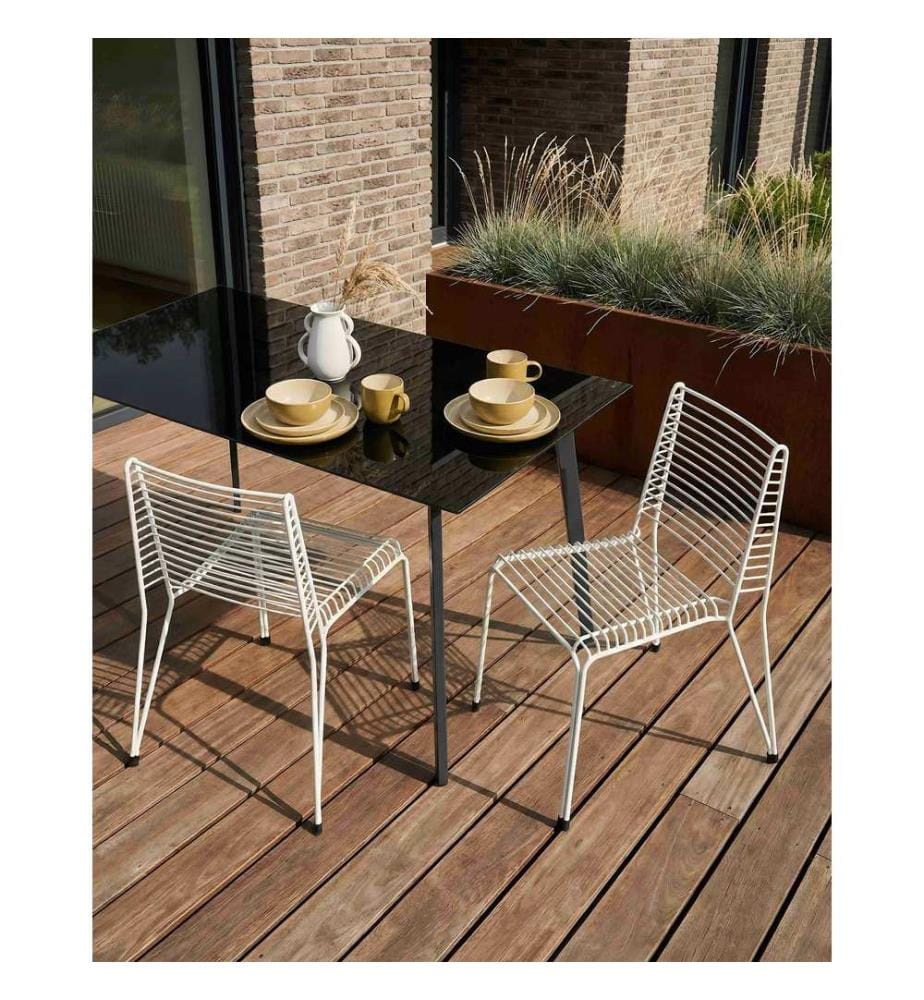 Gartenstuhl 2er Set CHIEVE Metall Weiss
