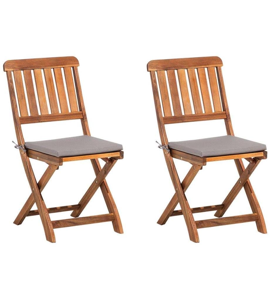 Lot de 2 chaises de jardin avec coussins CENTO Acacia Marron