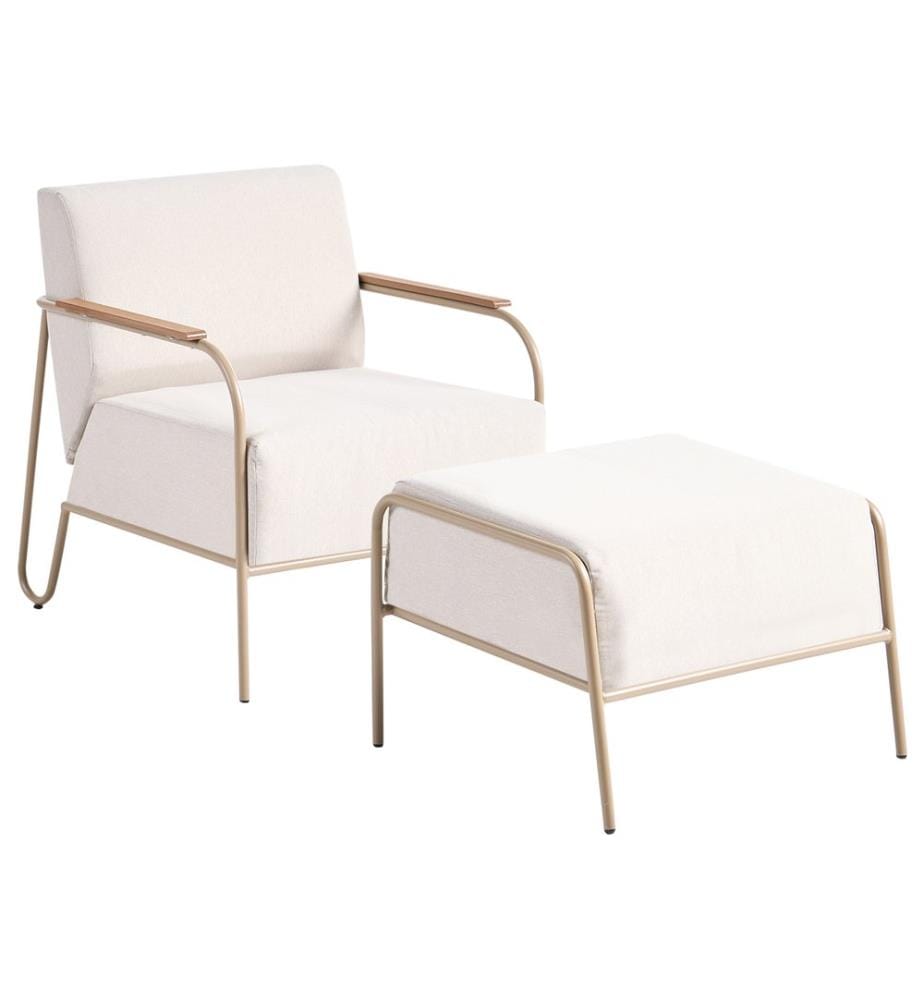 Gartenstuhl 2er Set NIMIS mit Ottomane Hellbeige