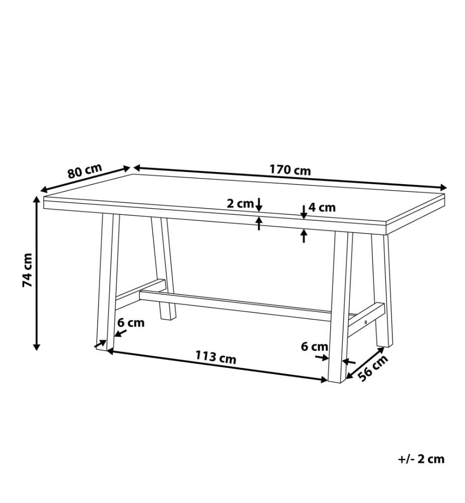 Table de salle à manger de jardin SCANIA 170 cm 80 cm Acacia Blanc