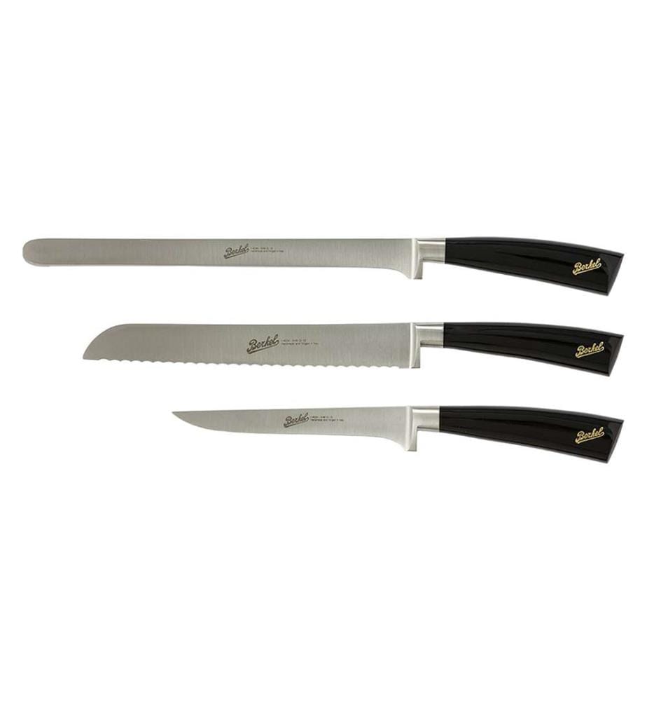 Elegance Nero - Set di 3 coltelli da prosciutto