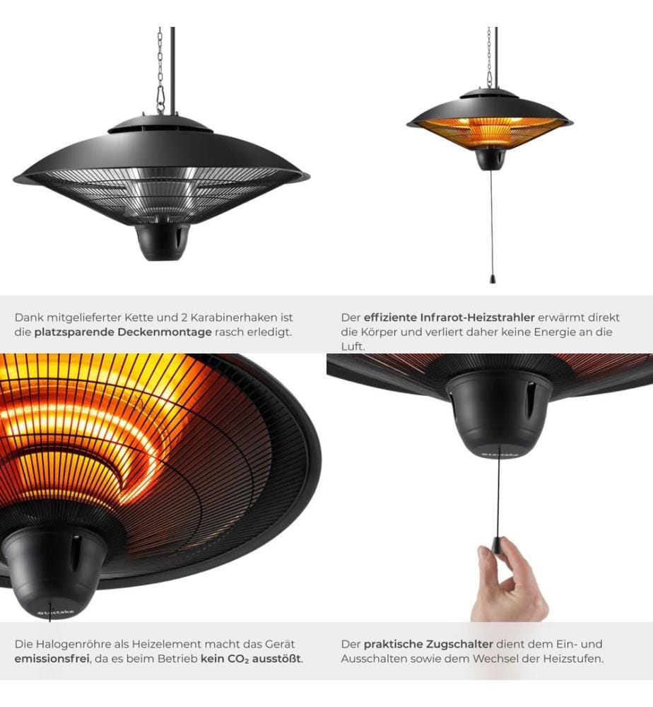 Solaris riscaldamento a raggi infrarossi Orbit 2500W, con cassa in alluminio - nero