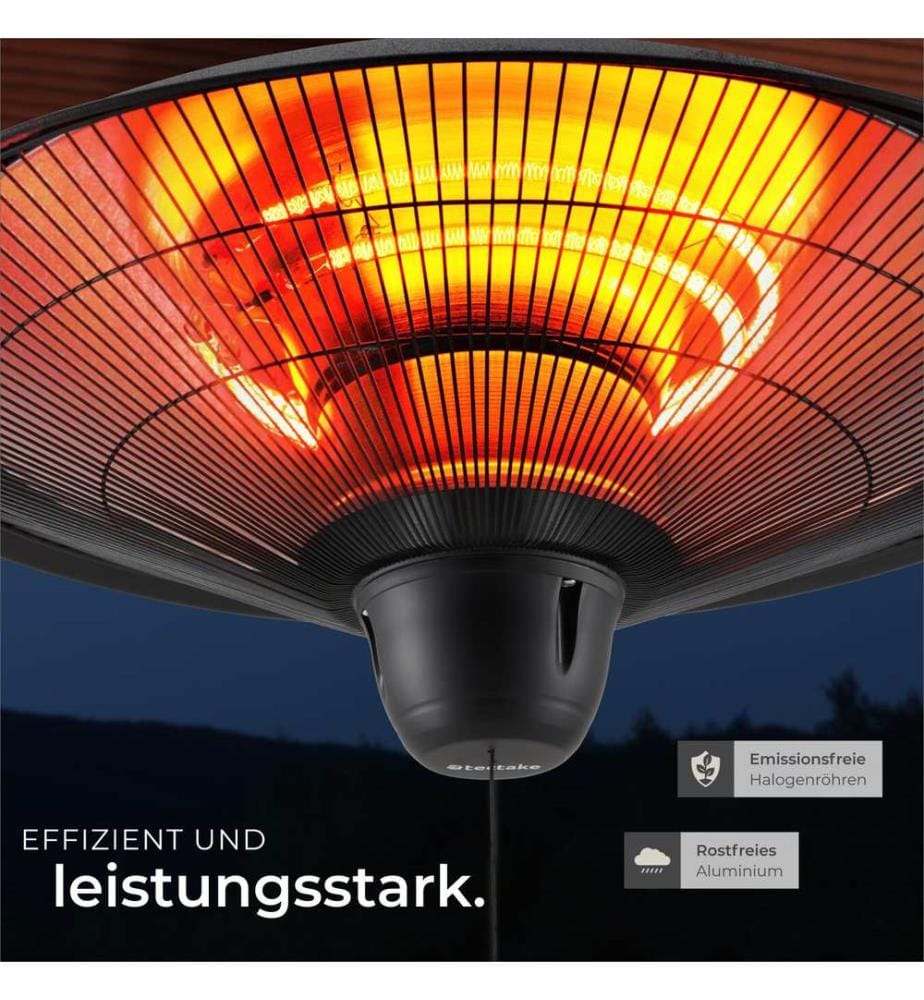 Solaris riscaldamento a raggi infrarossi Orbit 2500W, con cassa in alluminio - nero