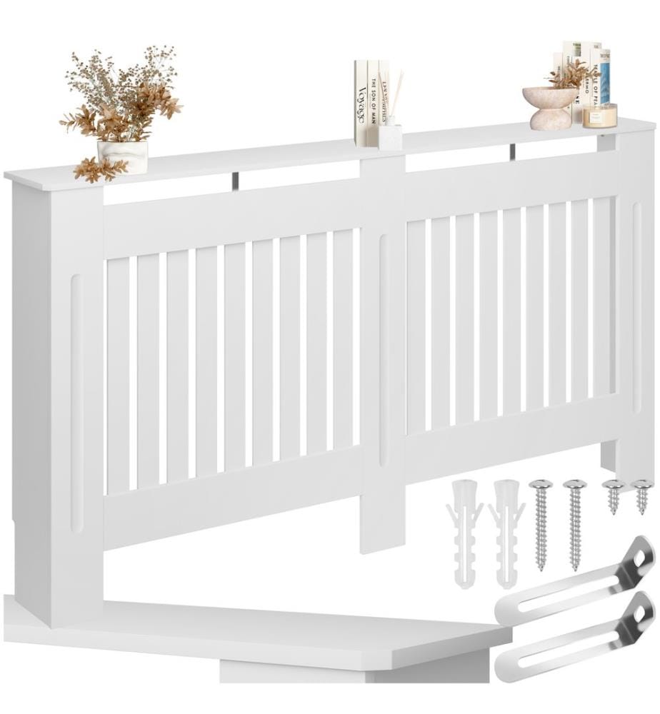 Cache-radiateur VILA design à lattes avec étagère - 152,5 x 19 x 82 cm