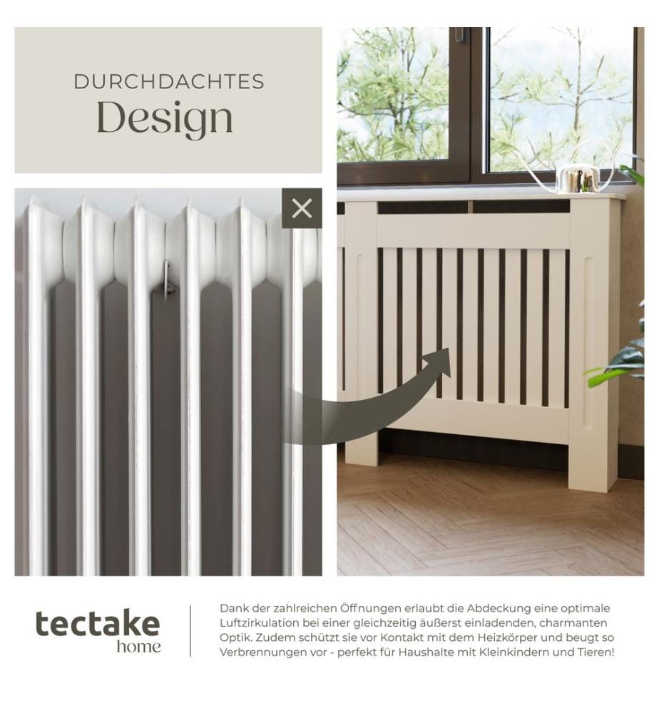 Cache-radiateur VILA design à lattes avec étagère - 152,5 x 19 x 82 cm