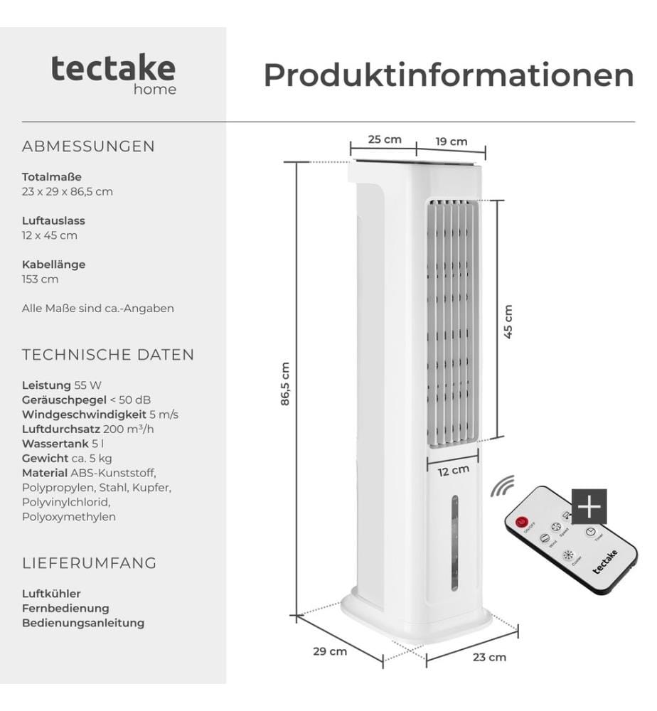 Luftkühler Alaska 4in1, 5 l Wassertank, 3 Modi, 3 Stufen - weiss