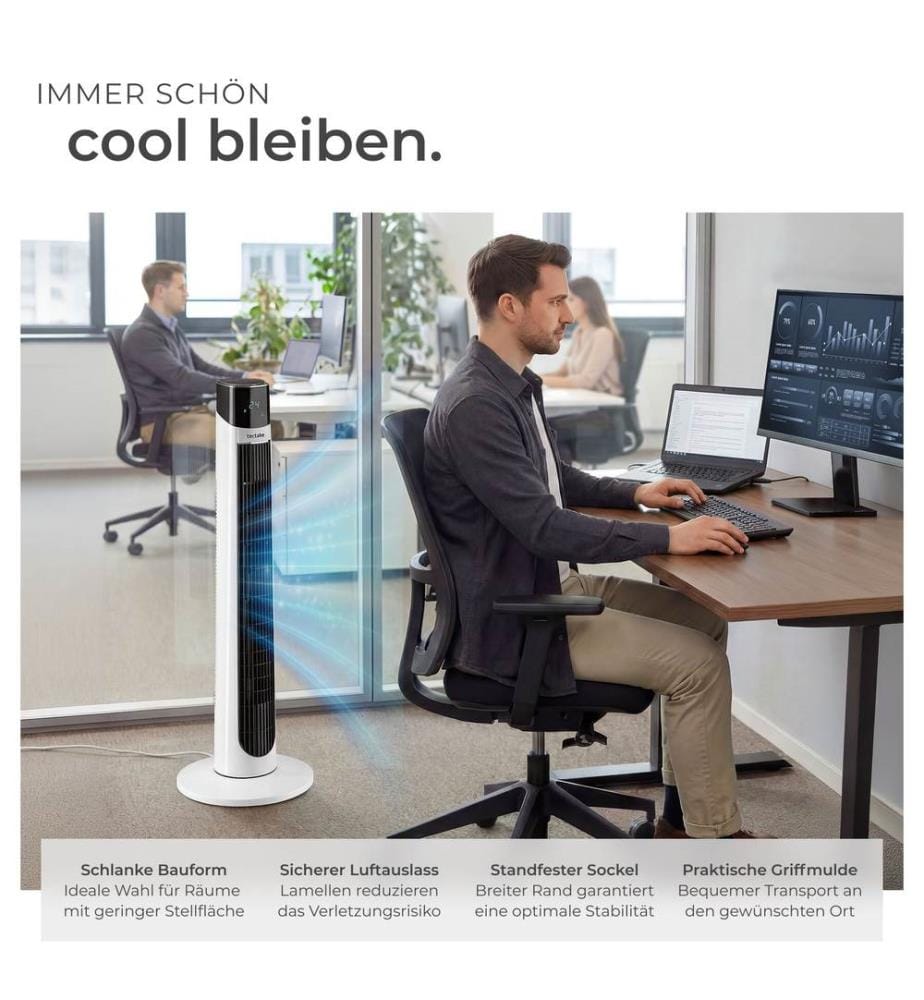 Turmventilator Arktis 3 Modi, 3 Stufen, 90° Schwenkfunktion - weiss