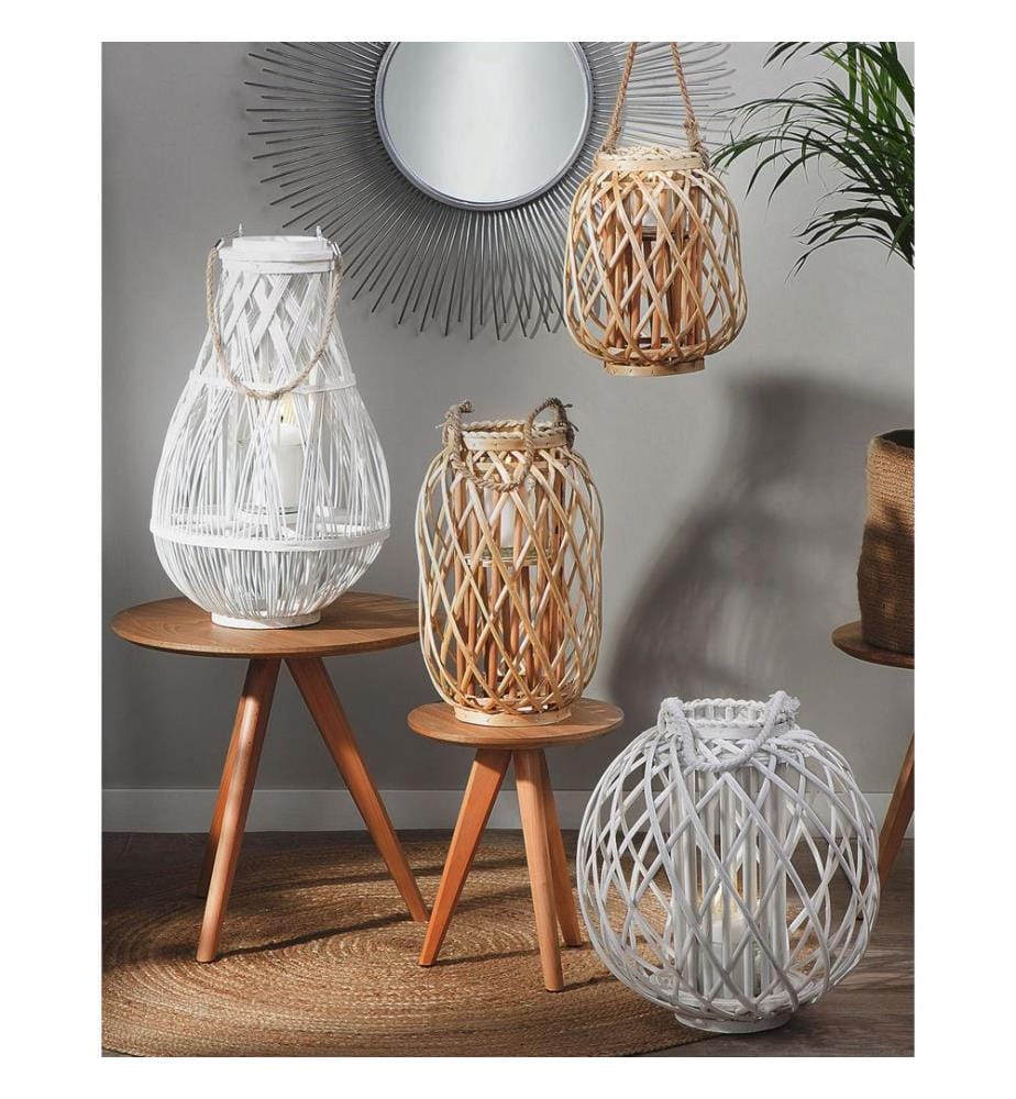 Lanterne TONGA Bambou 56 cm Blanc