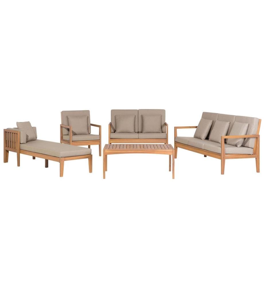 Ensemble de salon de jardin avec table 7 places PATAJA Bois d'acacia certifié Marron clair