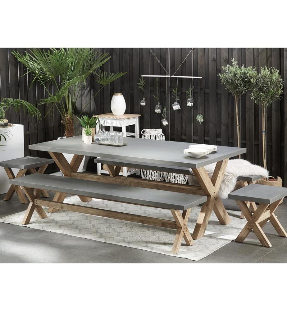 Panchina da giardino OLBIA 200 cm Cemento Grigio