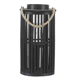 Laterne LUZON Weidenholz 40 cm Schwarz