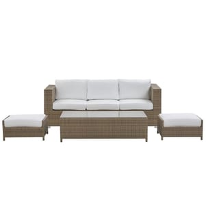 Ensemble de salon de jardin avec table et ottoman 5 places BELLUNO Blanc