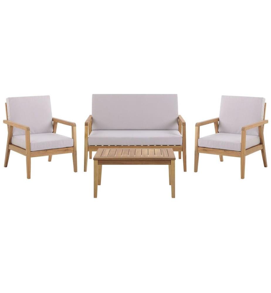 Ensemble de salon de jardin avec table 4 places PALLANO Acacia Taupe