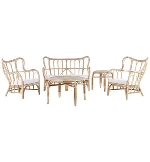 Ensemble de salon de jardin avec table 4 places BRINDISI Rotin Naturel