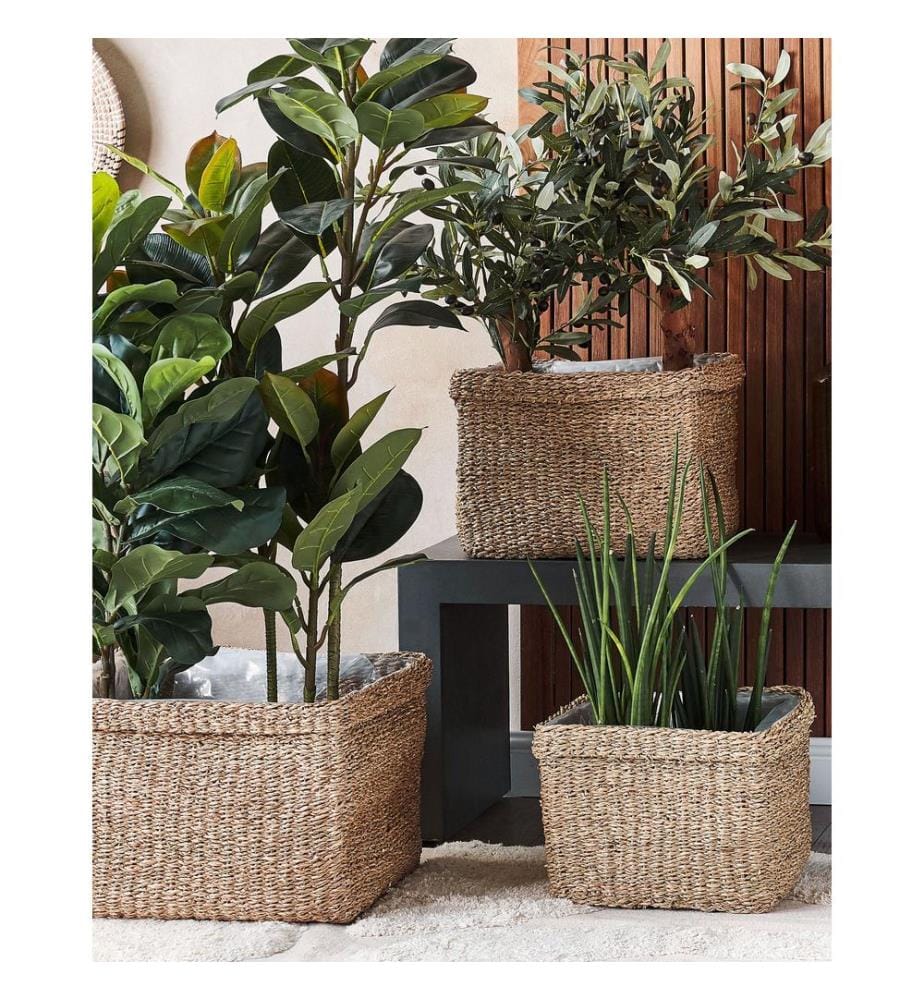 Lot de 3 pots de fleurs RIVULINE Herbier marin 23/27/30 cm Naturel