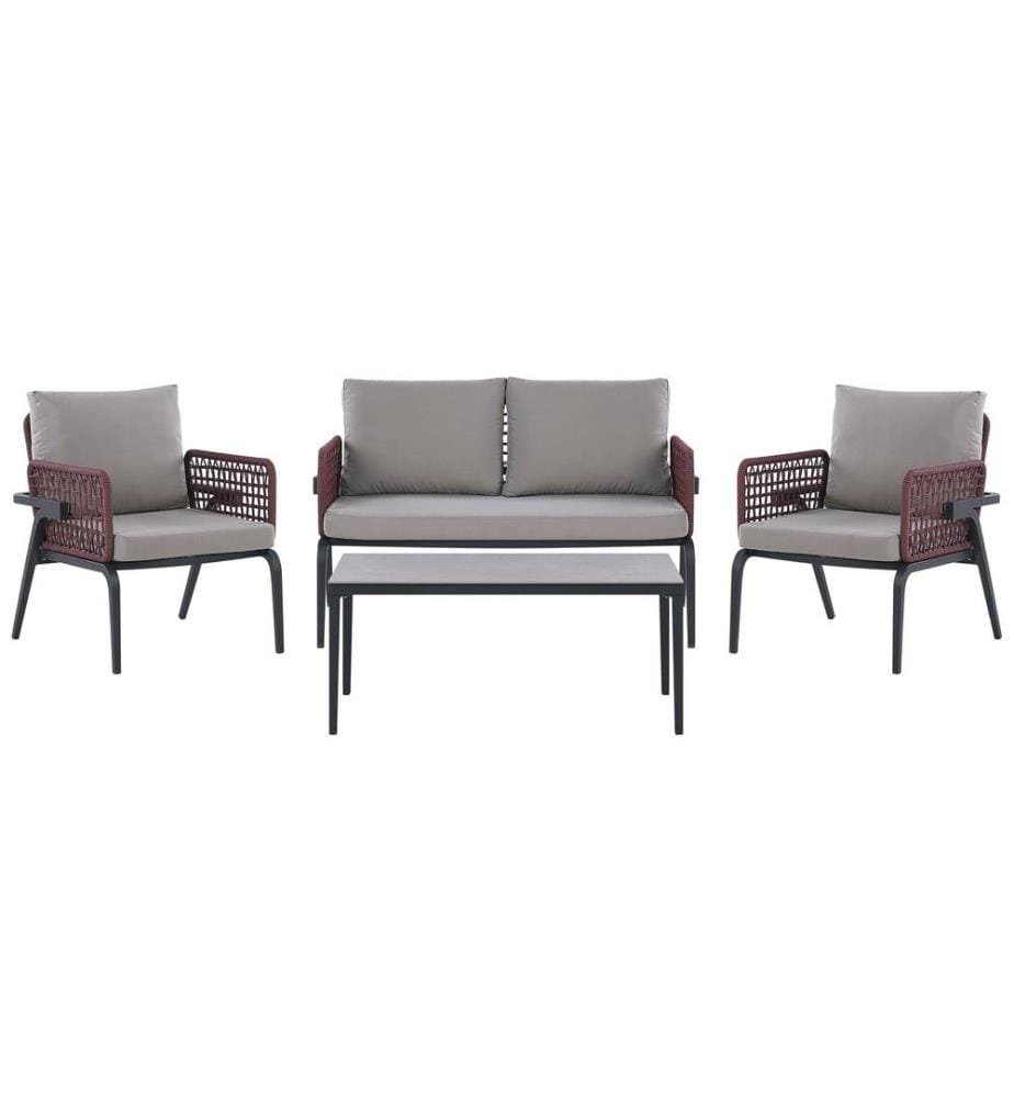 Ensemble de salon de jardin avec table 4 places SCIACCA Métal Gris