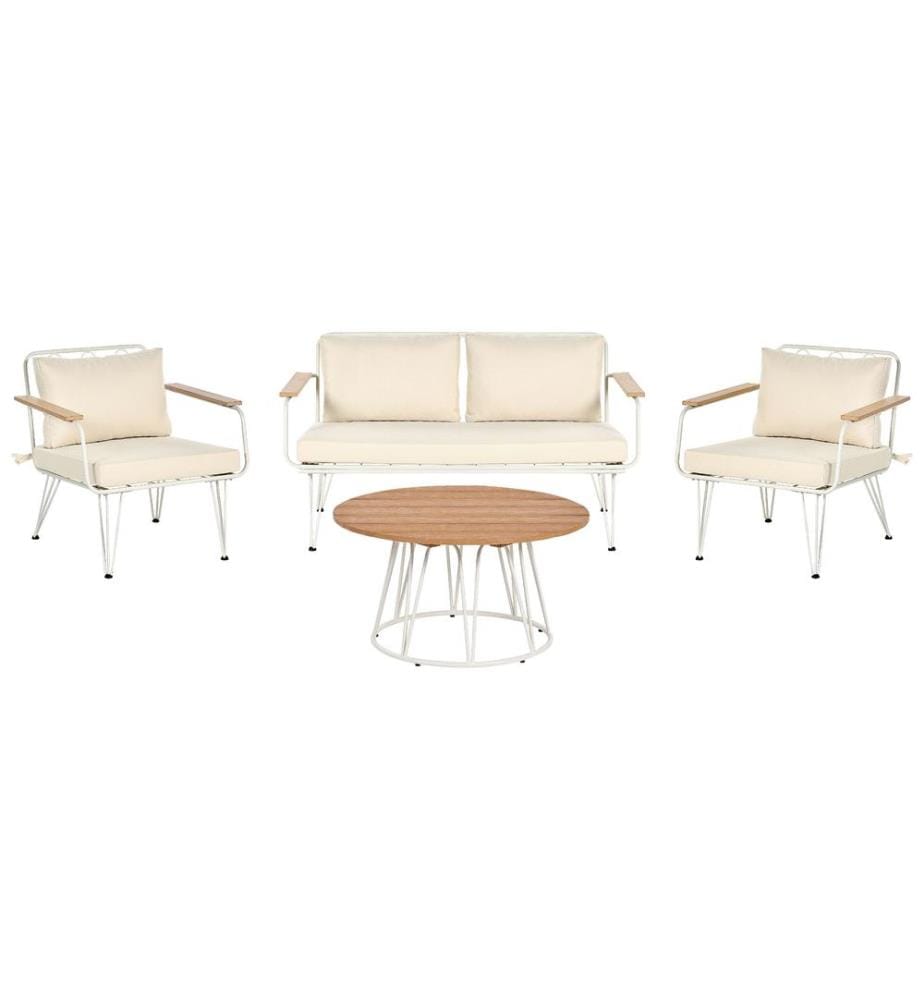 Ensemble de salon de jardin avec table 4 places MONTESILVANO Métal Beige clair