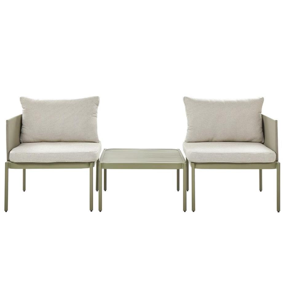 Ensemble de salon de jardin avec table 2 places TERRACINA Métal Vert olive