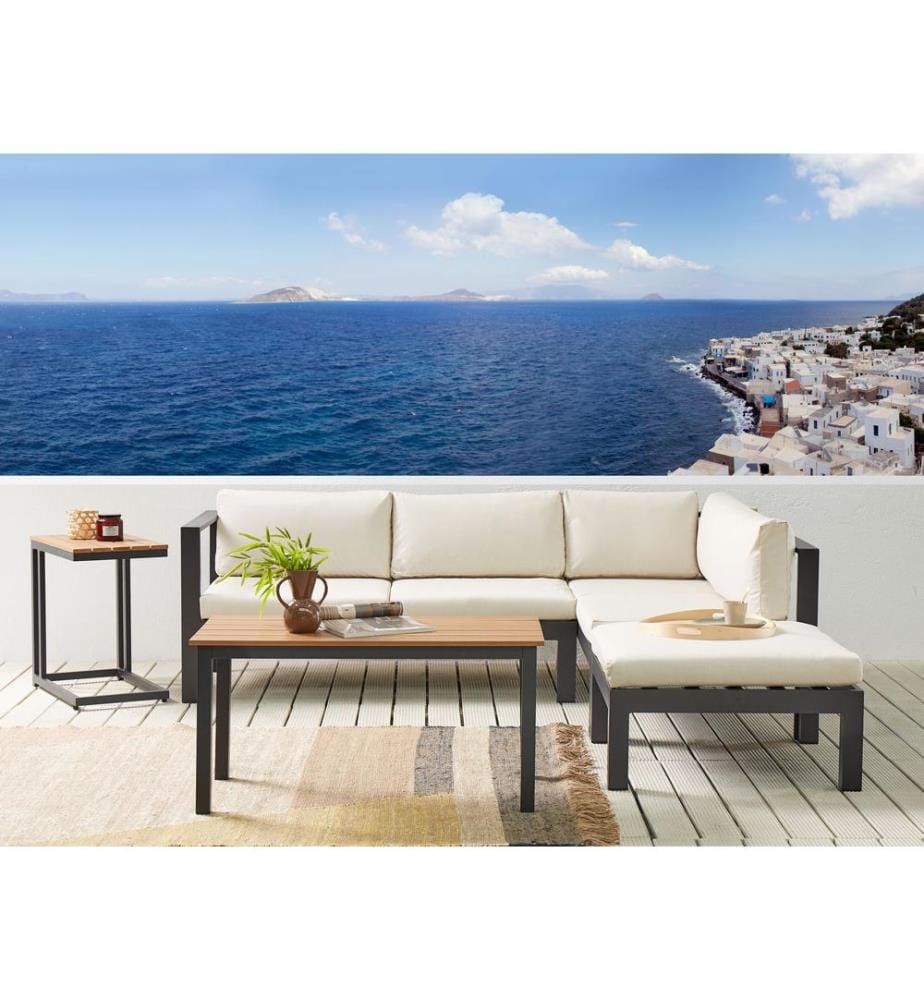 Ensemble de canapés d'angle de jardin 5 places MESSINA Côté gauche Métal Beige