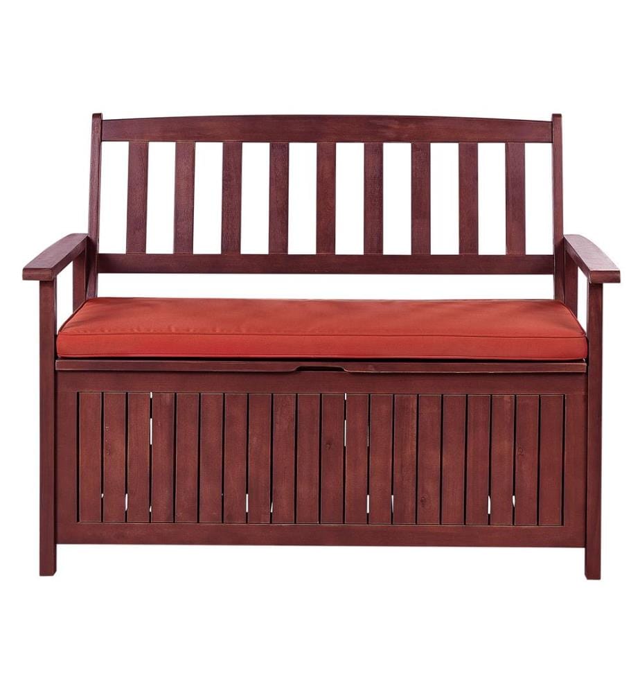 Panca da giardino con cuscino SOVANA 120 cm con contenitore Legno d'acacia Rosso