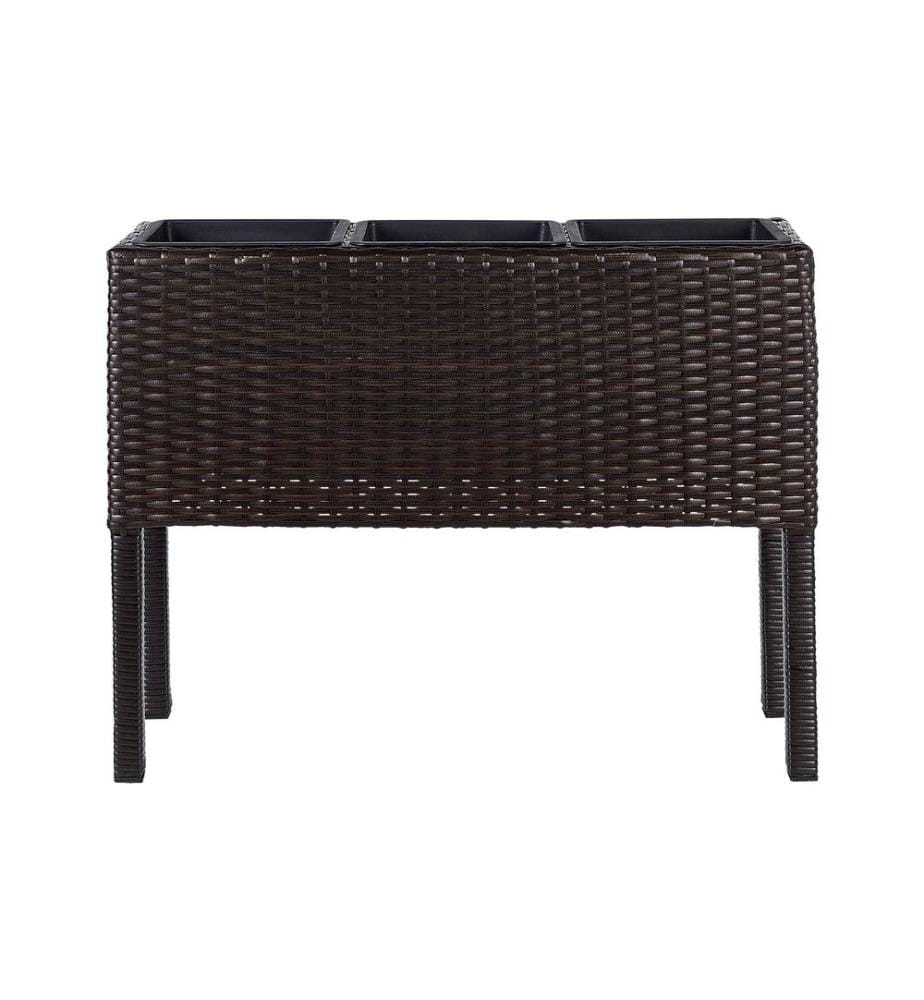Blumentopf mit Beinen CARAGANA Polyrattan 77 cm Dunkelbraun