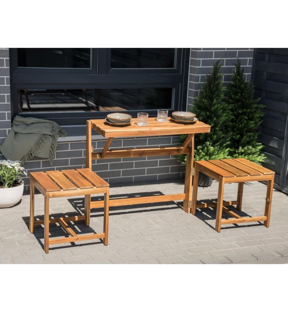 Wandelbare Bistro Gartenbank TUENNO Akazienholz Braun