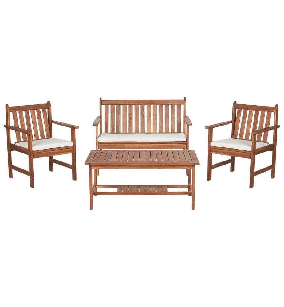 Ensemble de salon de jardin avec table 4 places ALTIDONA Acacia Blanc cassé