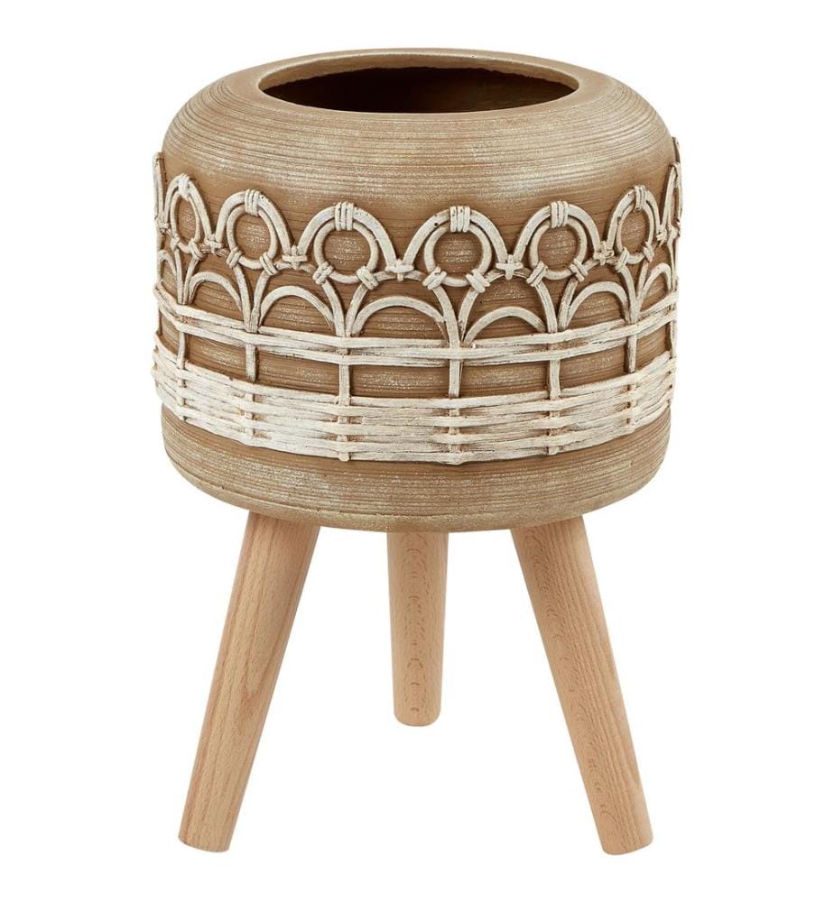 Cache-pot sur pied CYRTOMIUM 27 cm Marron clair