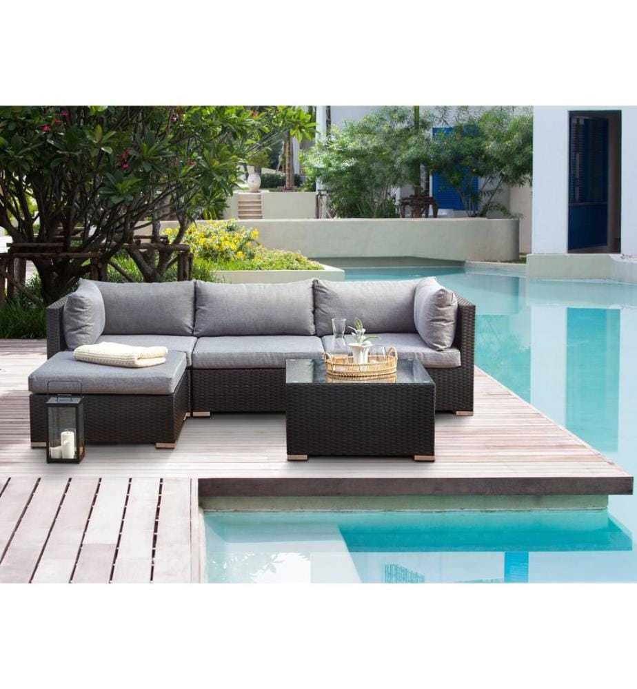 Ensemble de canapés d'angle de jardin 4 places SANO Côté droit Noir