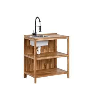 Outdoor-Kücheninsel mit Spüle VENOSA Akazienholz Braun / Schwarz Braun