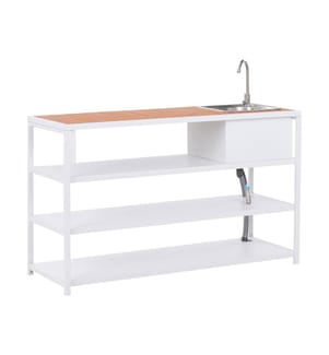 Outdoor-Kücheninsel mit Spüle AVETRANA Metall Braun / Weiss