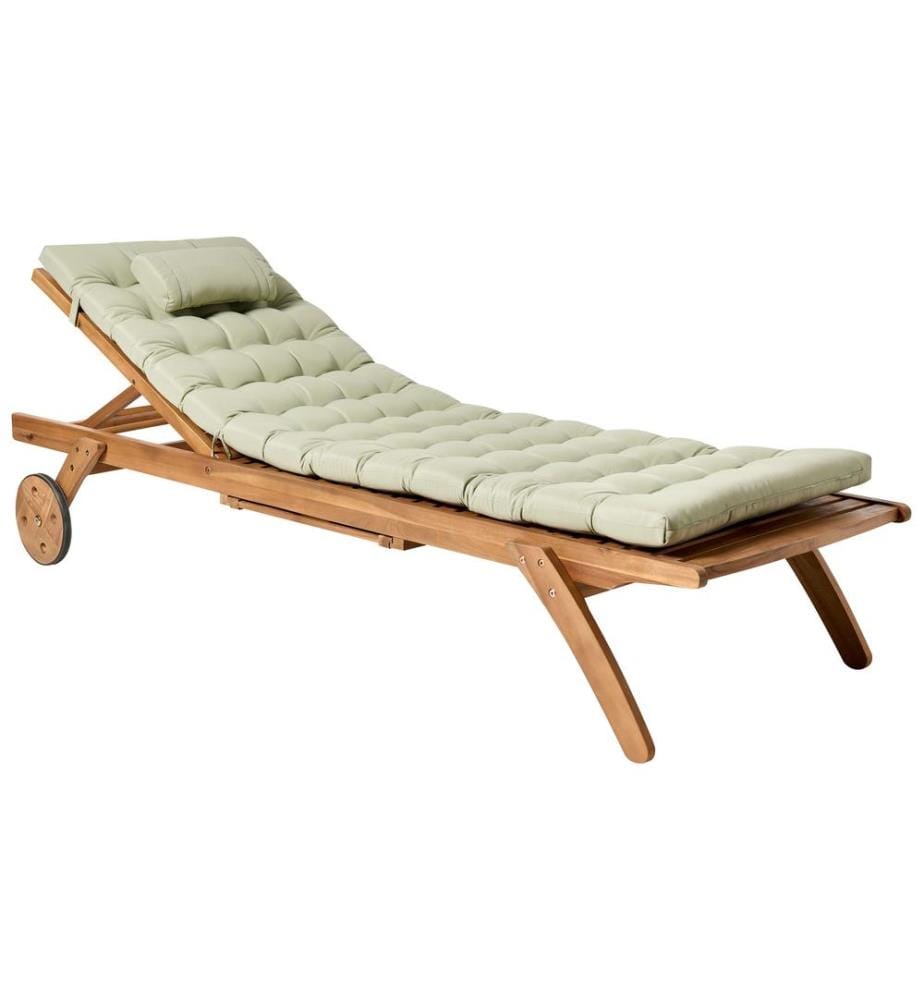 Lettino Prendisole con Cuscino CESANA PREMIUM Legno d'acacia Verde chiaro