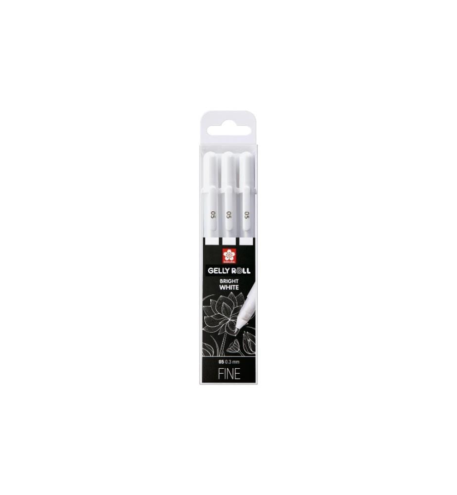SAKURA - Stylo à encre gel Gelly Roll Basic Lot de 3 Amendes, blanc