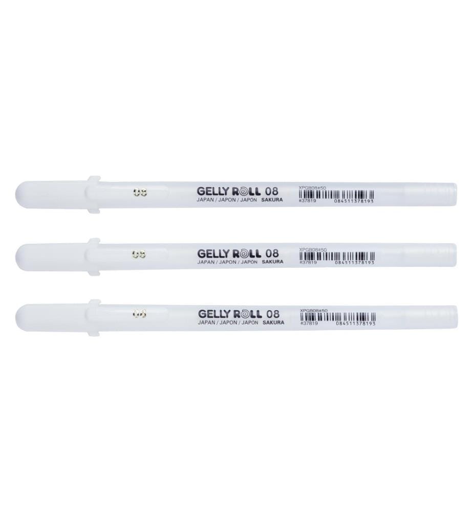 SAKURA - Stylo à encre gel Gelly Roll Basic Lot de 3 moyennes, blanches