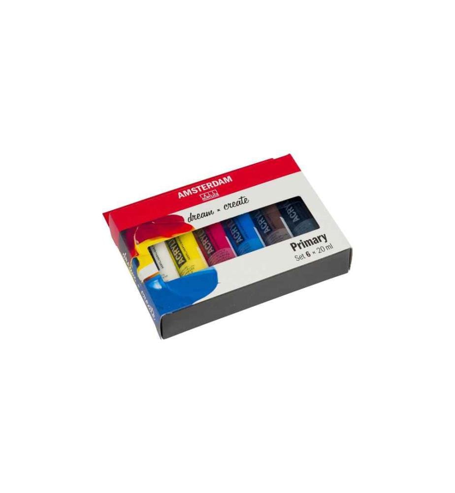 AMSTERDAM - Peinture acrylique Primary 6 tubes à 20 ml