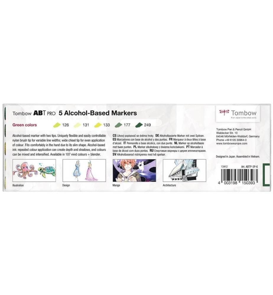 TOMBOW - Fasermaler Green Colors, Box, 5er-Set