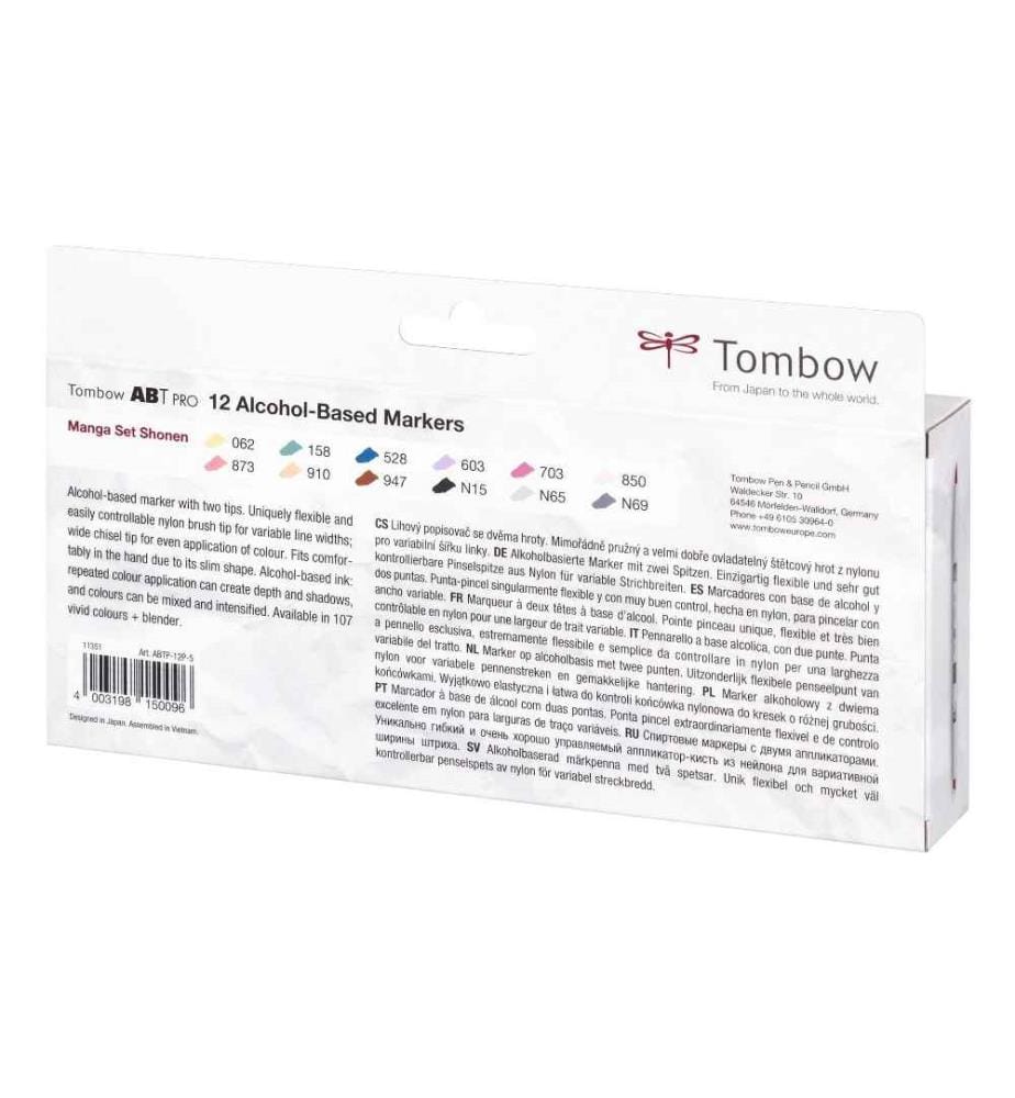 TOMBOW - Feutres de coloriage Manga Set Shonen, Boîte, lot de 12