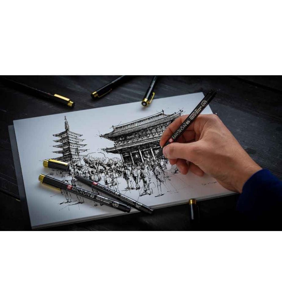 SAKURA - Fineliner Pigma Micron 6 pièces, Doré/Noir