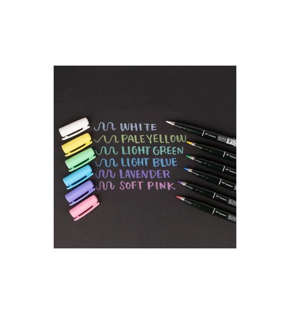 TOMBOW - Brushpen Fudenosuke pastel Lot de 6